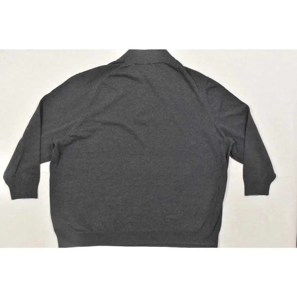 HB Men's 4XL 1/4 Zip Pullover Sweater Charcoal Gray 100% Cotton Mock Neck